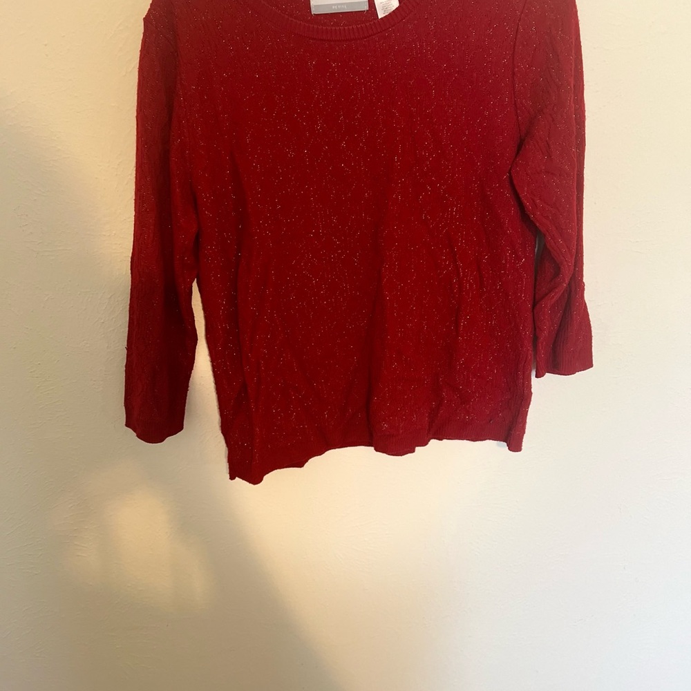 Alfred Dunner Red Knit Sweater with Metallic Detail
